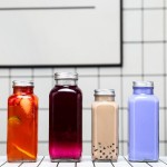 Bouteille en verre pour jus de fruits, boissons, café, lait, thé, lait de vache frais à emporter 350ml