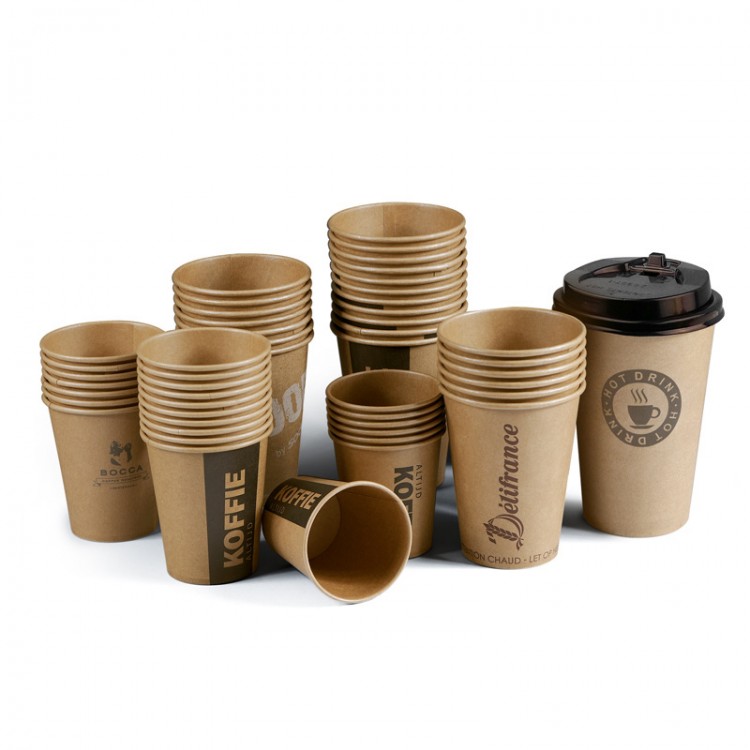 Gobelets en papier jetables impression logo personnalisé, gobelets avec couvercles, tasses à café, gobelets en papier kraft personnalisés à éffet publicitaire