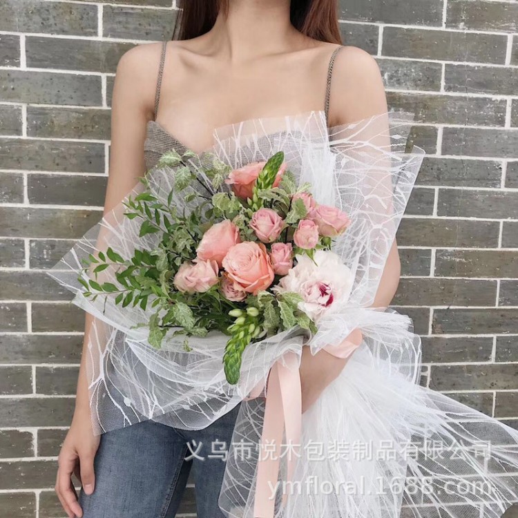 Korean Flower Packaging Screen Lightning Screen Fairy thread Bundle with Rose Screen Soft Flower Packaging Material