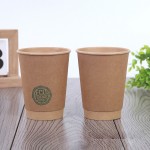 Tasses à café à double couche disponibles en stock tasses creuses en papier kraft jetables à double couche isolantes thermiques à l'épreuve du repassage tasses à thé au lait café à emporter