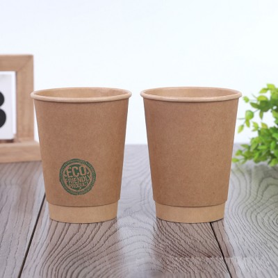 Tasses à café à double couche disponibles en stock tasses creuses en papier kraft jetables à double couche isolantes thermiques à l'épreuve du repassage tasses à thé au lait café à emporter