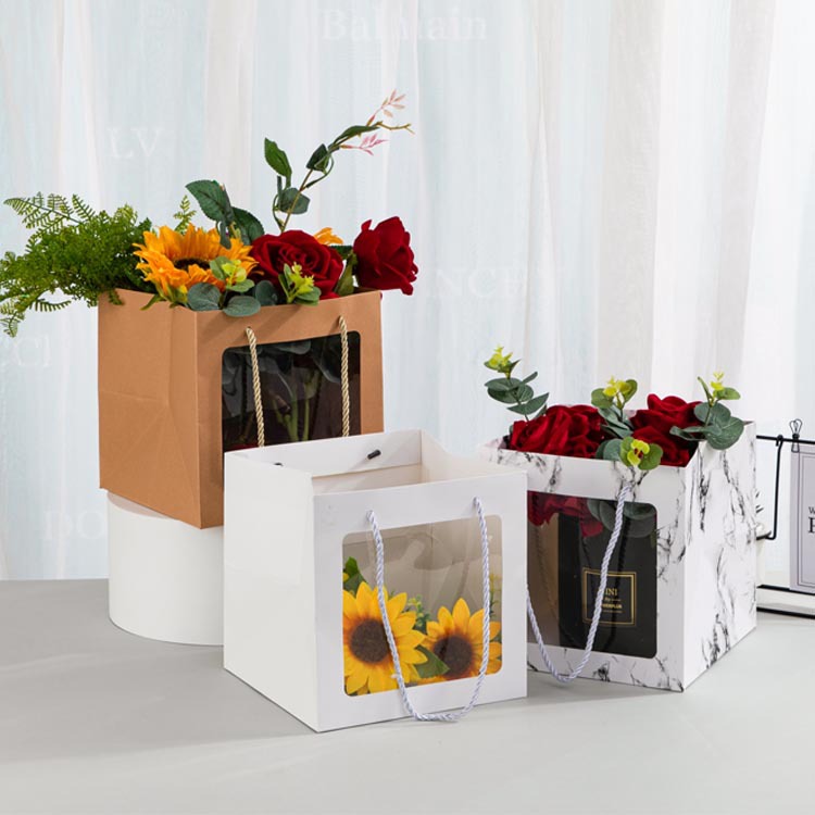 Fête des mères créativité INS Window Gift Bag birthday gift Flower Handbag Open Window Flower Bag Packing Paper Bag