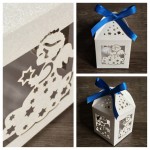 Ruban de style multicolore découpé au laser en papier perlé avec boîte de chocolats bonbons d'anniversaire