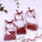 Sac transparent en PVC sac à main fleurs cosmétiques sac d'emballage filet rouge mariage bonbon avec cadeau en plastique sac cadeau