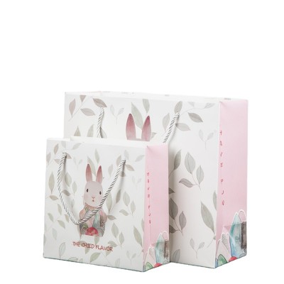 Littéraire et artistique petit sac cadeau frais simple sac à main sac en papier version coréenne cadeau créatif mignon lapin Shopping sac d'emballage
