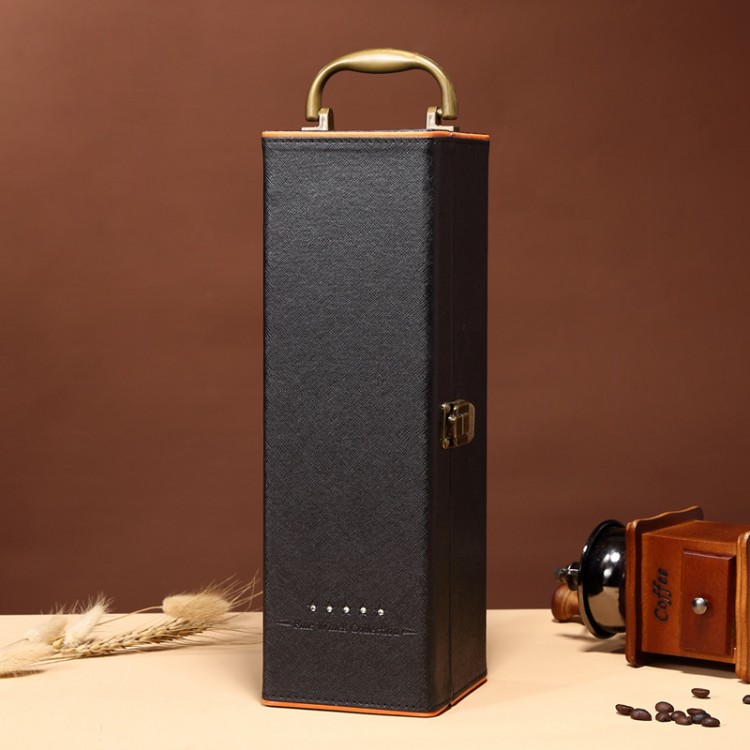 Boîte à vin rouge, boîte à vin unique, boîte à vin en cuir, boîte à vin rouge haut de gamme, boite à cadeaux de vin rouge