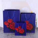 Sac en papier portable rétro fleur rose, sac d'emballage portable, sac cadeau