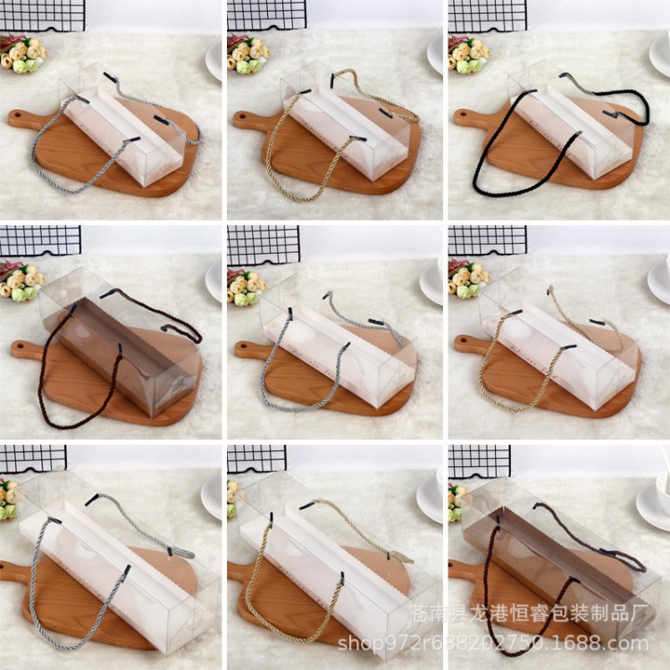 Boîte de pâtisserie d'emballage de cuisson pour animaux de compagnie Boîte d'emballage de pâtisserie portable rectangulaire mousse transparente Boîte de rouleau de gâteau suisse