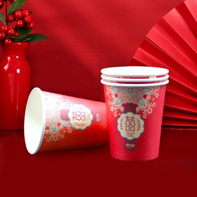 Tasse en papier jetable, tasse en papier personnalisé festif, tasse en papier rouge épaissie consommateur et commercial