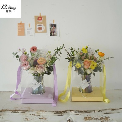 Fête des mères boîte de fleurs en PVC transparent portable boîte de fleurs pliante 520 boîte de fleurs décoratives Boîte cadeau