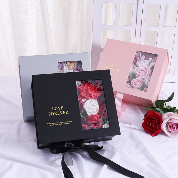 Saint - Valentin surprise Flower Gift Box Custom Marriage Day Hand Gift Window Rose Gift Box immortal gift box package