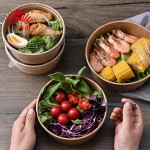 Bol en papier kraft personnalisé en gros boîte d'emballage à emporter jetable bol en papier à emporter emballage bol de bouillie boîte à lunch ronde bol à soupe