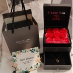 Fleurs éternelles 9 roses Boîte cadeau créativité tiroir à deux niveaux rouge à lèvres collier bague boîte à bijoux boîte à cadeaux de la Saint - Valentin
