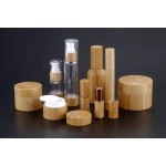 Flacon de crème acrylique en bambou rond comme flacon à vide 15 30 50g ml matériau d'emballage cosmétique de haute qualité