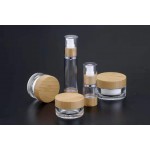 Flacon de crème acrylique en bambou rond comme flacon à vide 15 30 50g ml matériau d'emballage cosmétique de haute qualité