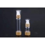 Flacon de crème acrylique en bambou rond comme flacon à vide 15 30 50g ml matériau d'emballage cosmétique de haute qualité