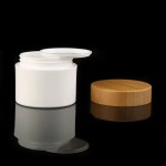 fabrication personnalisé de boite à crème pour visage avec couvercle en bois et en bambou, pour  produit de soin de la peau, petit flacon d'échantillon. 